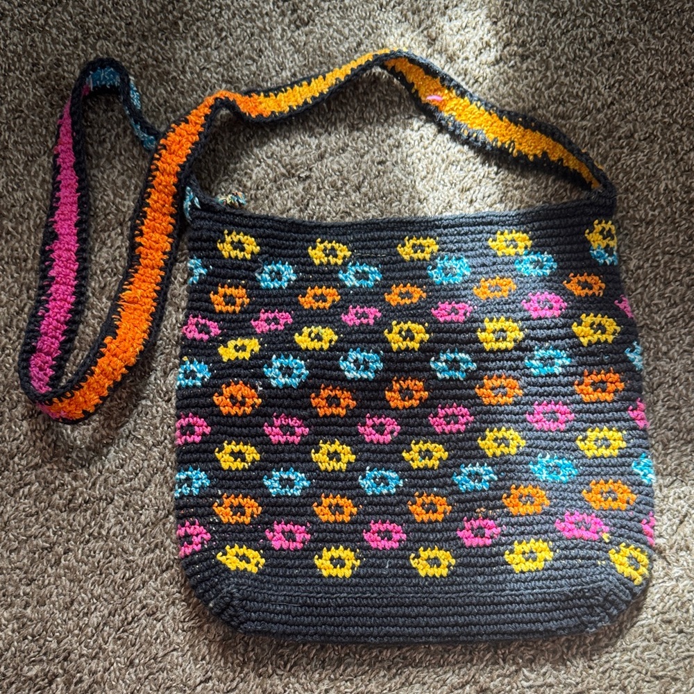 Vibrant Multicolor Crochet Shoulder Bag